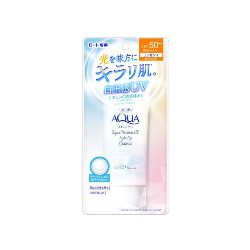 Rohto Skin Aqua Super Moisture UV Light Up Essence SPF50+ PA++++ | StoreJPN A brightening sunscreen