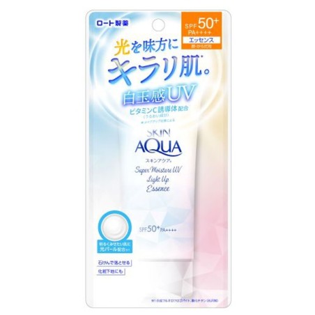 Rohto Skin Aqua Super Moisture UV Light Up Essence SPF50+ PA++++ | StoreJPN A brightening sunscreen
