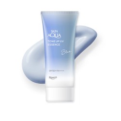 Rohto Skin Aqua Tone Up UV Essence Blue SPF50+ PA++++ | StoreJPN color-correcting sunscreen for face