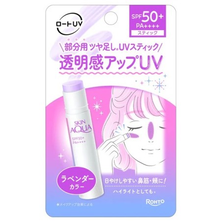 Rohto Skin Aqua Tone Up UV Stick Lavender SPF50+ PA++++ | StoreJPN skin tone correcting stick